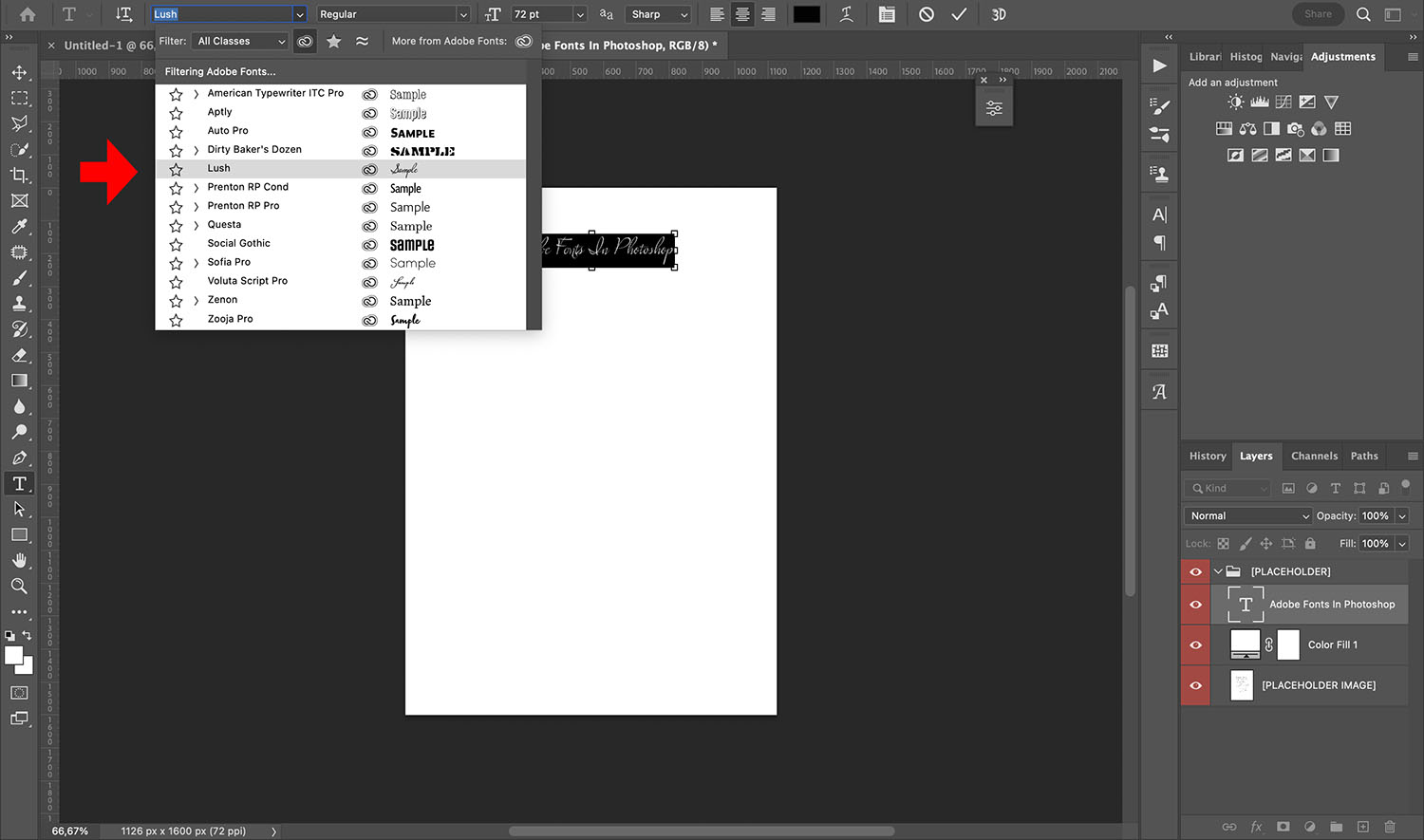 A guide to Adobe Fonts in Photoshop